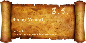 Boray Vencel névjegykártya